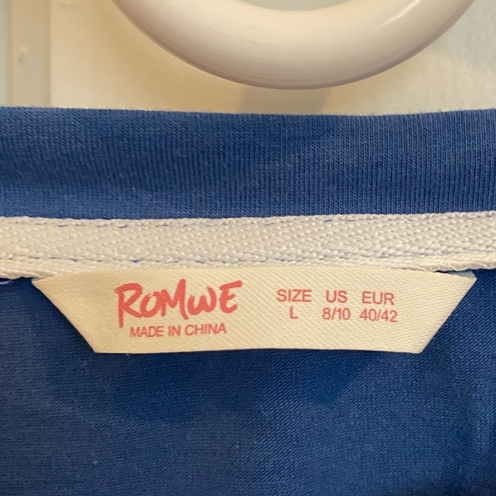 Romwe large blue tee shirt - Picture 2 of 3